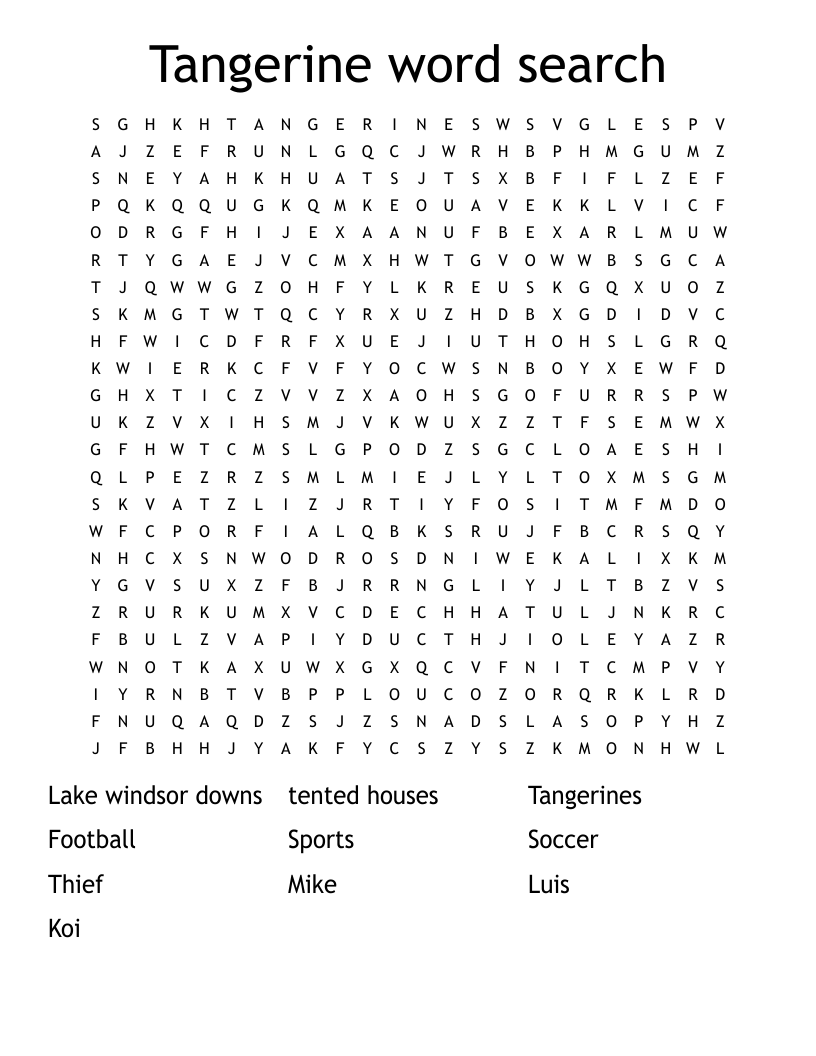Tangerine word search