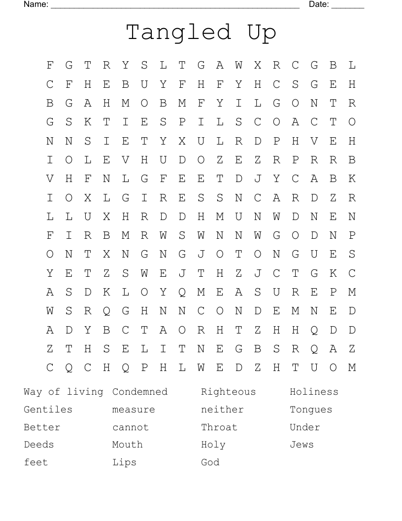 Tangled Up Word Search