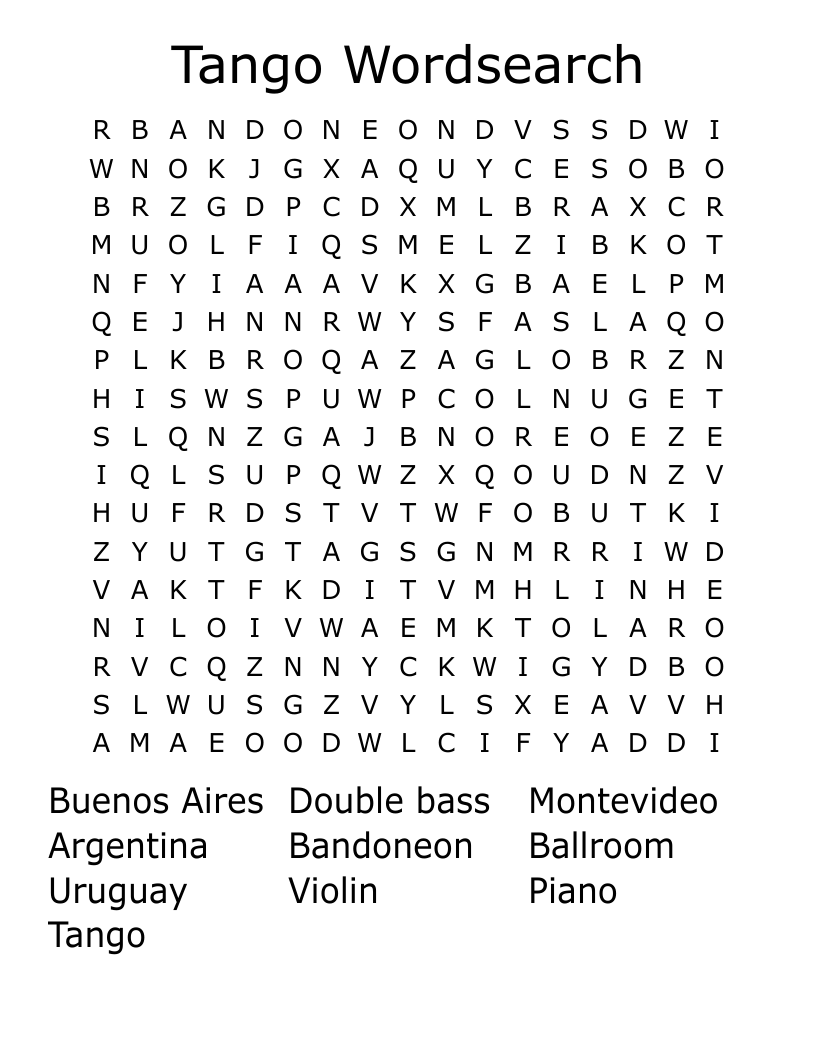 Tango Wordsearch 
