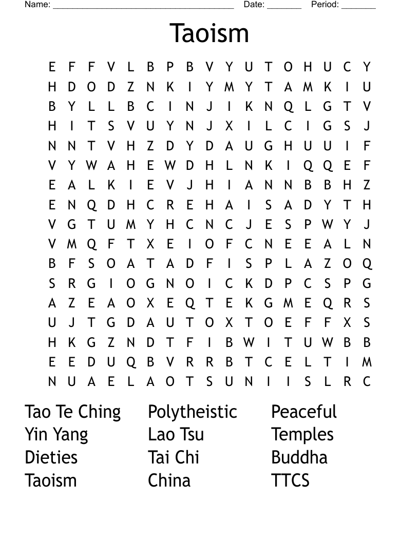 Taoism Word Search