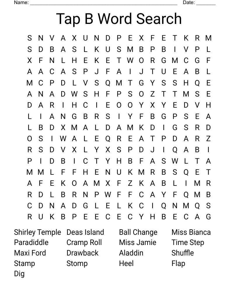 Tap B Word Search