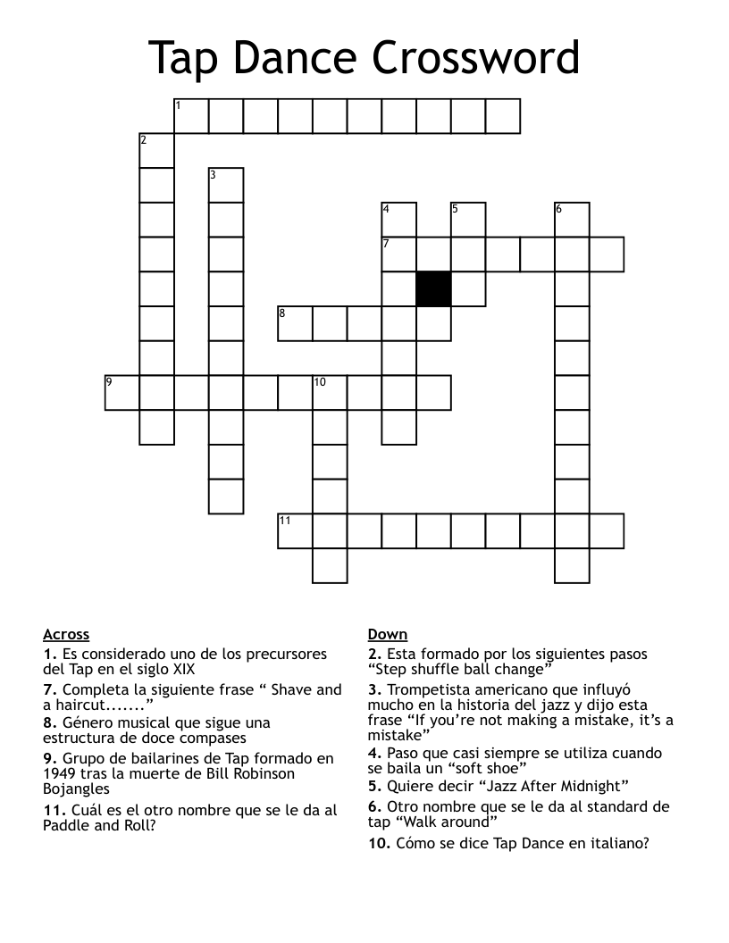 Tap Dance Crossword