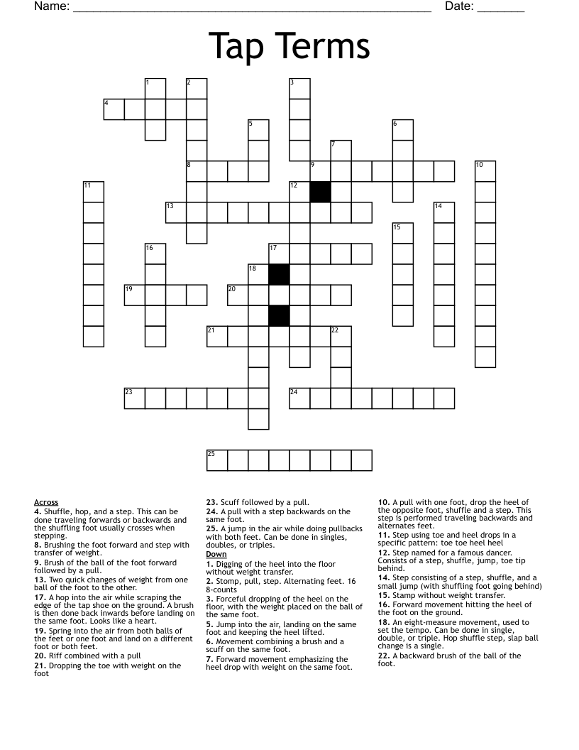 Tap Terms Crossword