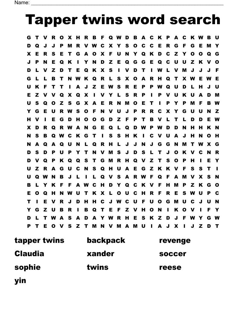 Tapper twins word search