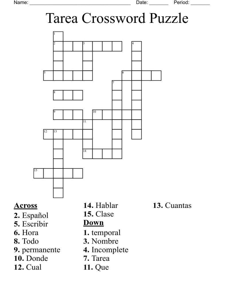Tarea Crossword Puzzle 