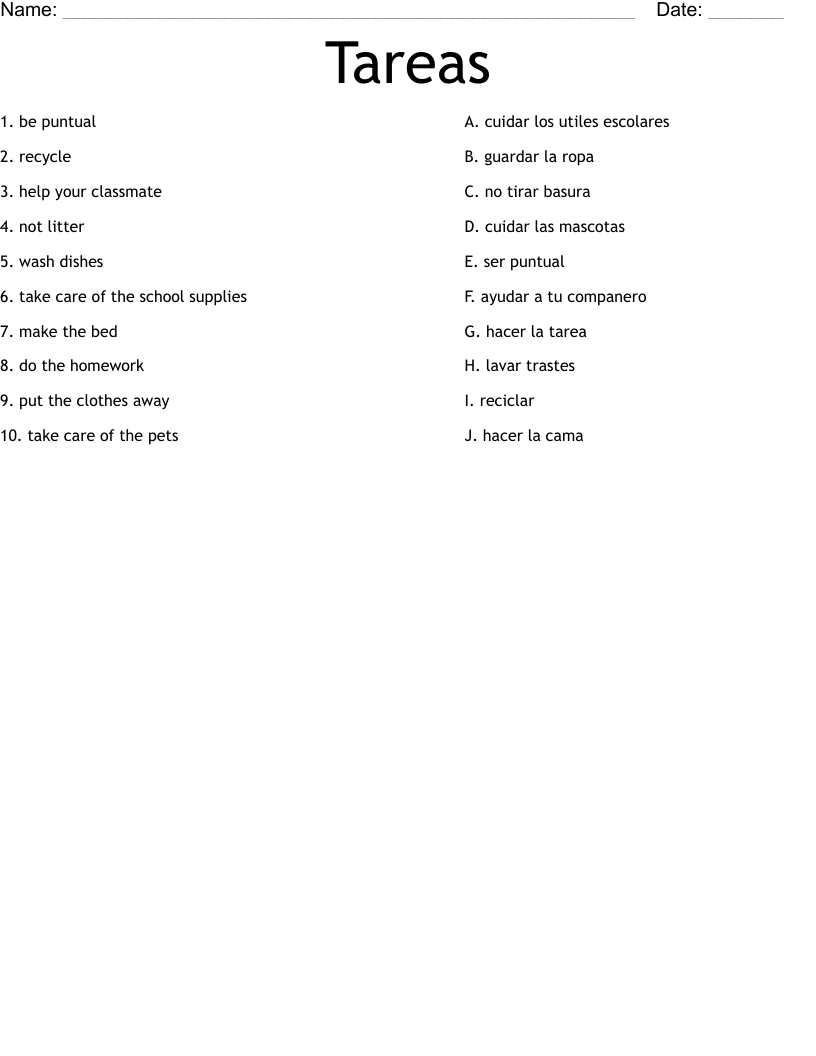 Tareas Worksheet