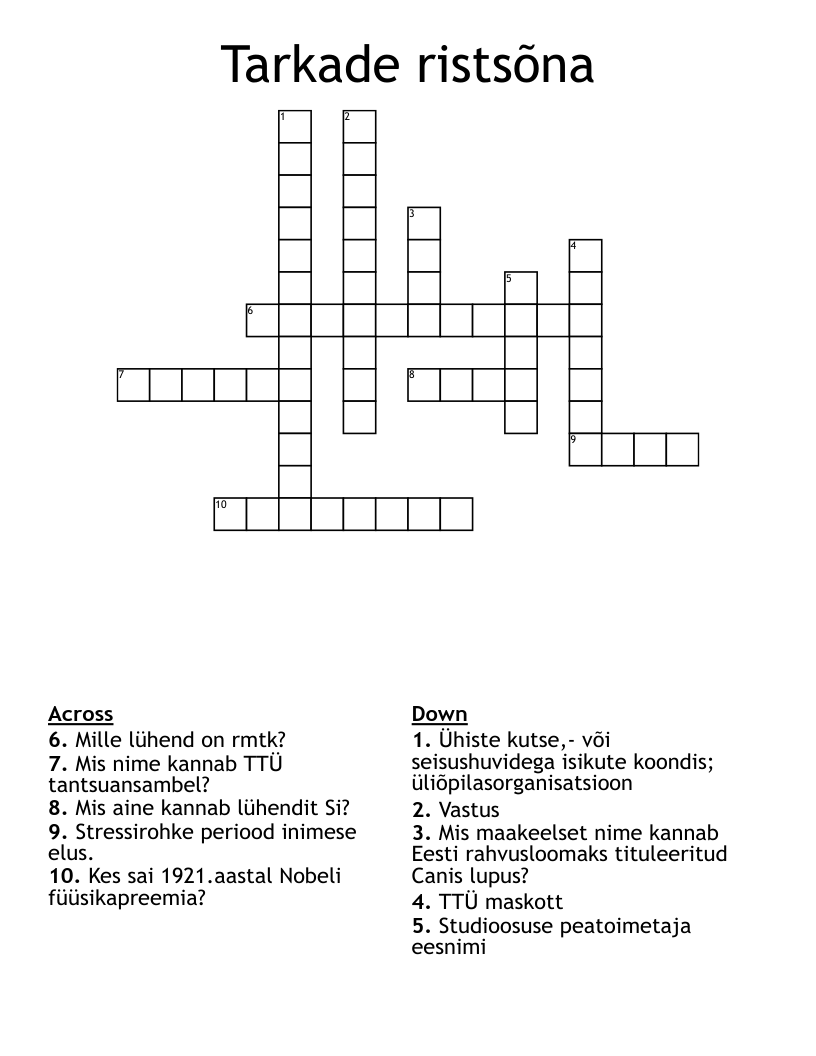 Tarkade ristsõna Crossword