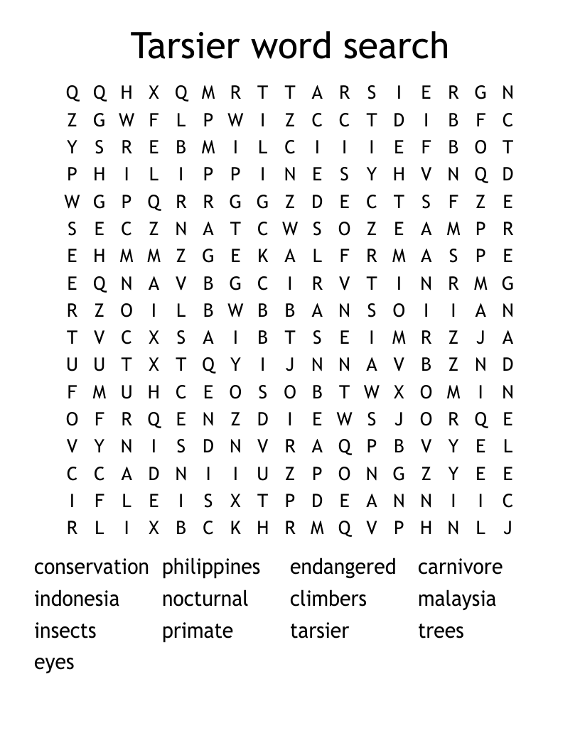 Tarsier word search