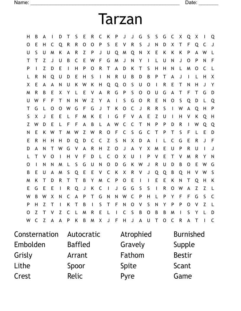 Tarzan Word Search