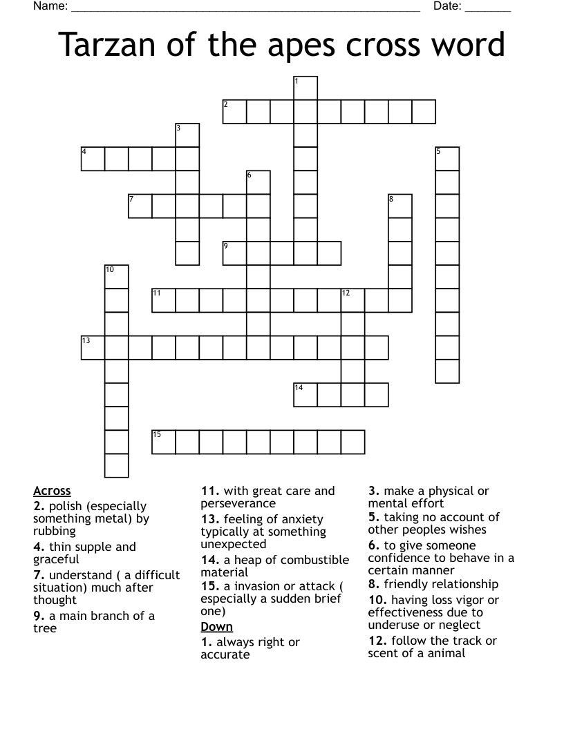 Tarzan of the apes cross word
