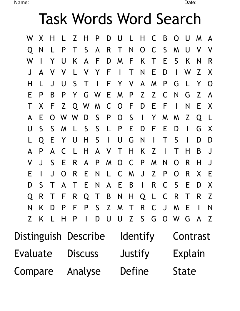 Task Words Word Search