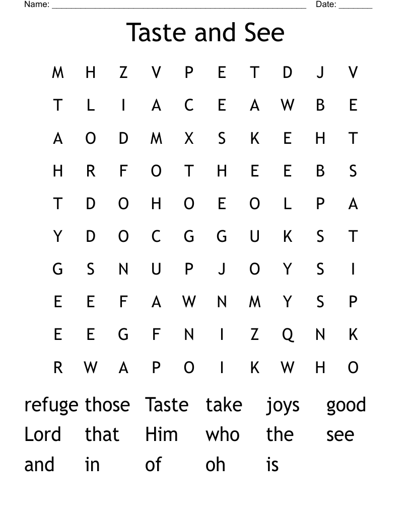 Taste and See  Word Search