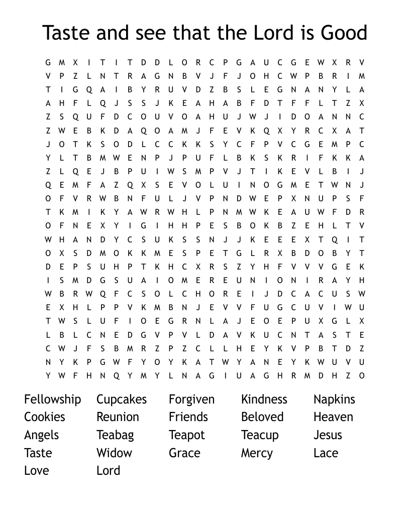 Taste and see that the Lord is Good Word Search