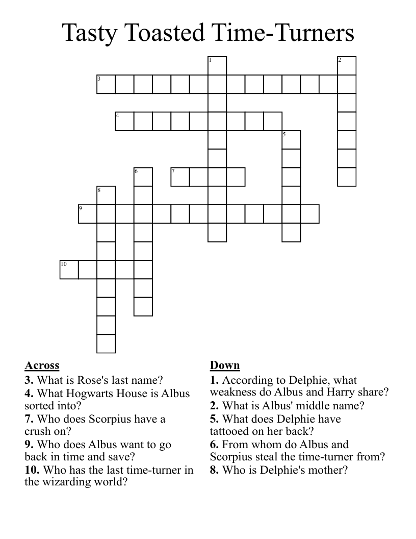 Tasty Toasted Time-Turners Crossword