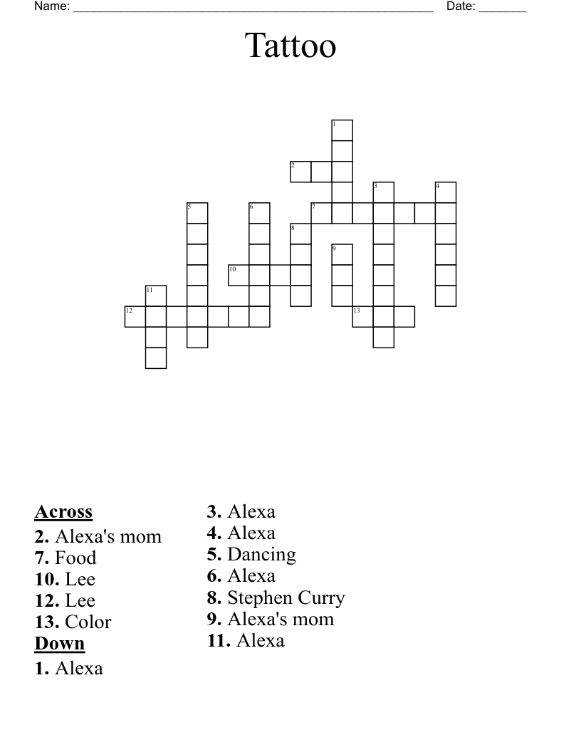 Tattoo Crossword