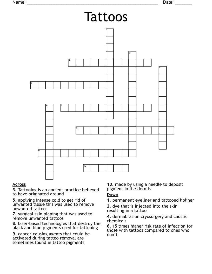 Tattoos Crossword