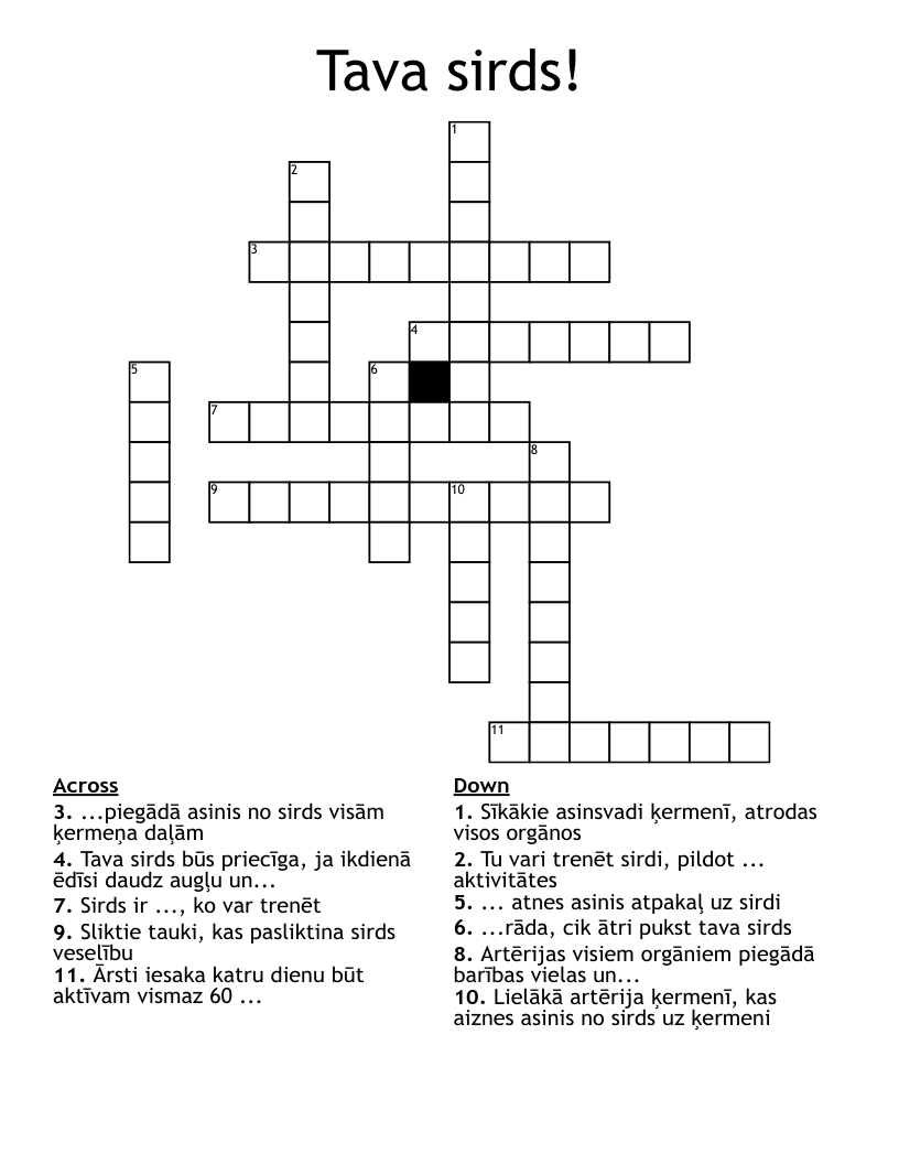 Tava sirds!  Crossword
