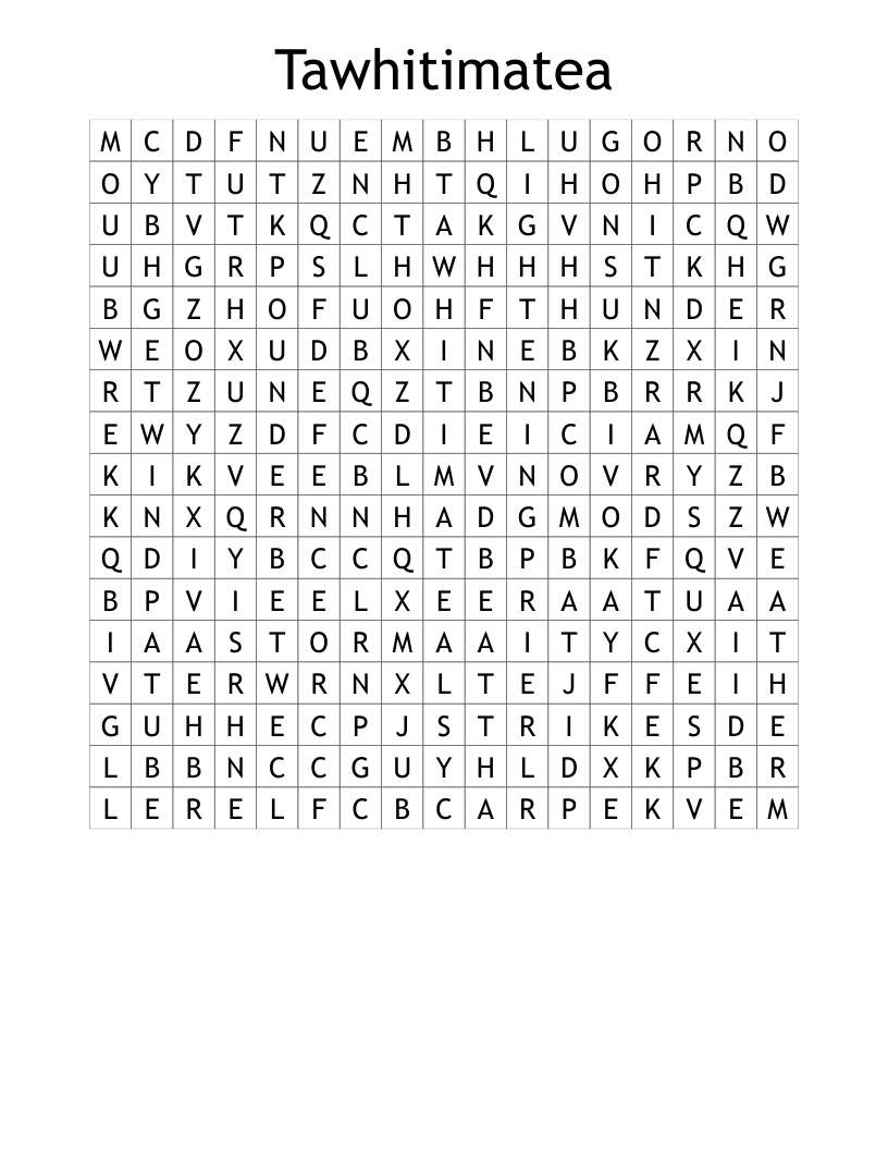 Tawhitimatea Word Search