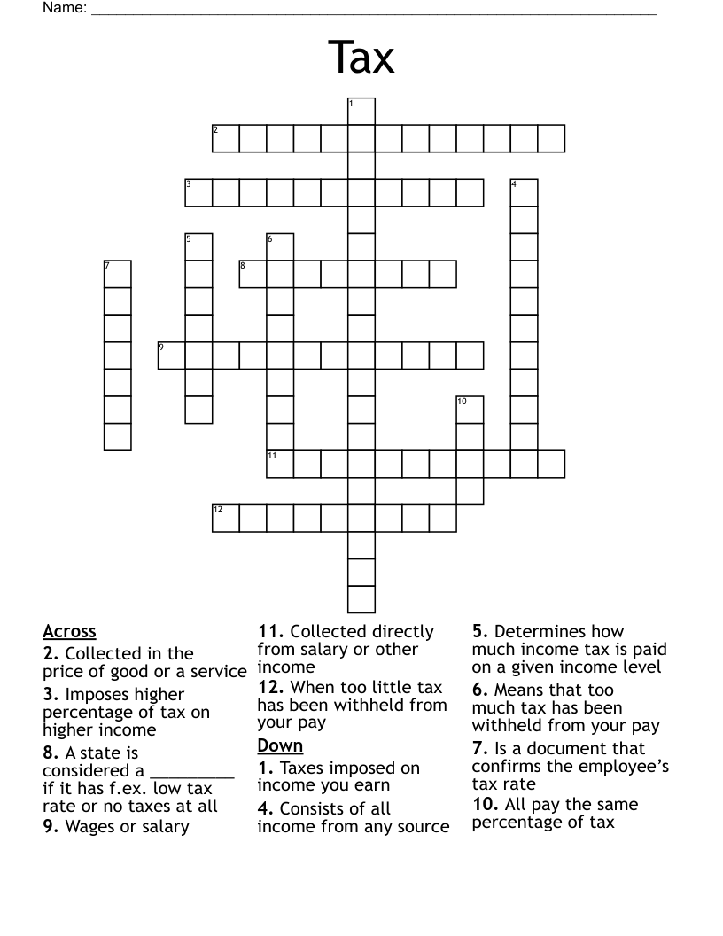 Tax Crossword