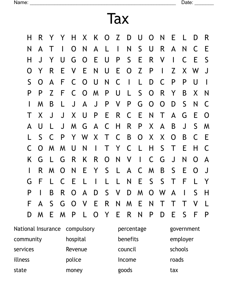 Tax Word Search
