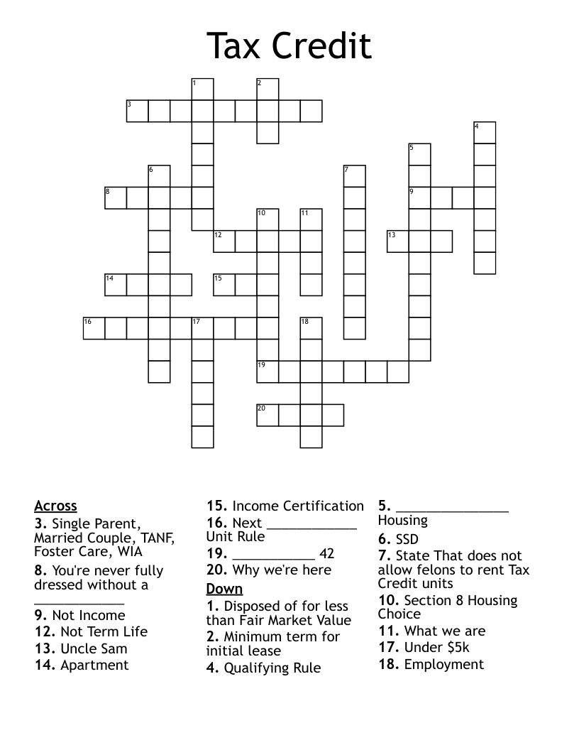 Tax Credit Crossword
