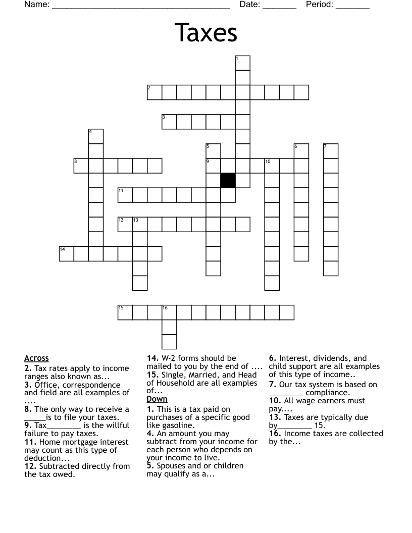 Taxes Crossword