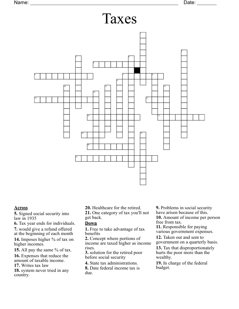 Taxes Crossword