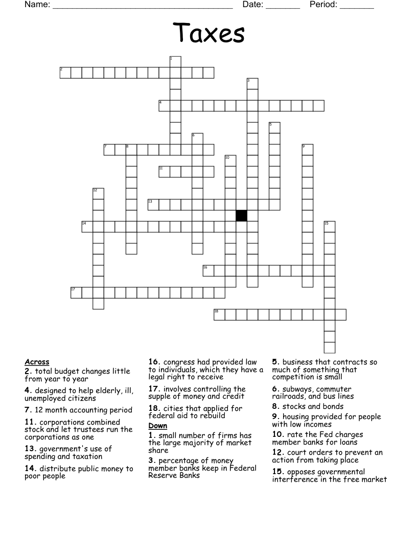 Taxes Crossword