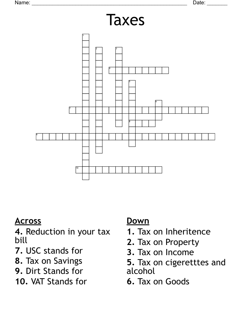 Taxes Crossword