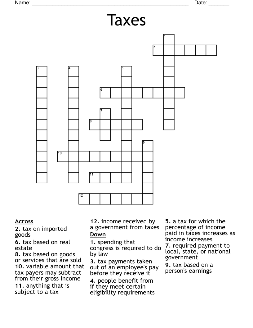 Taxes Crossword