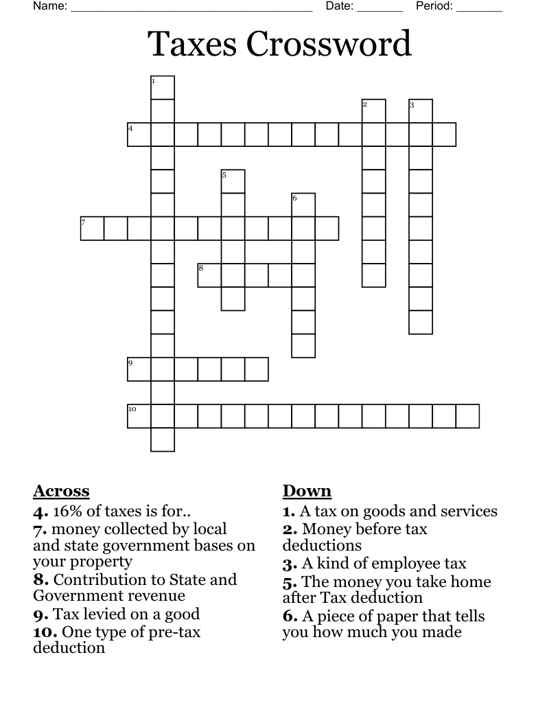Taxes Crossword