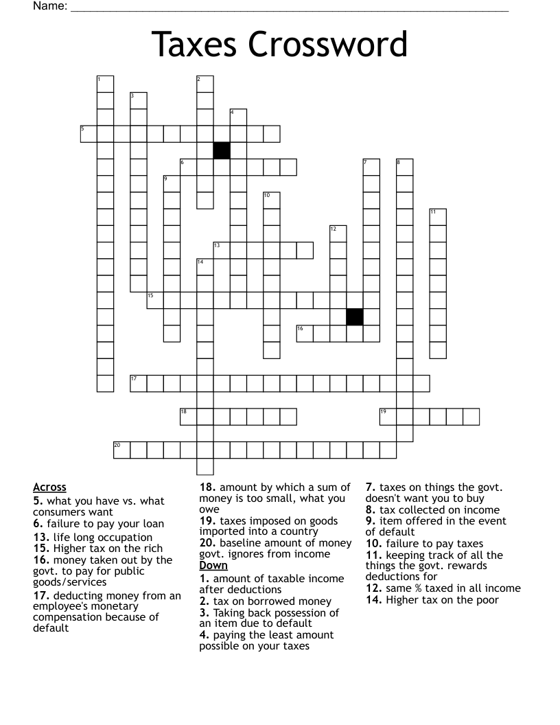 Taxes Crossword