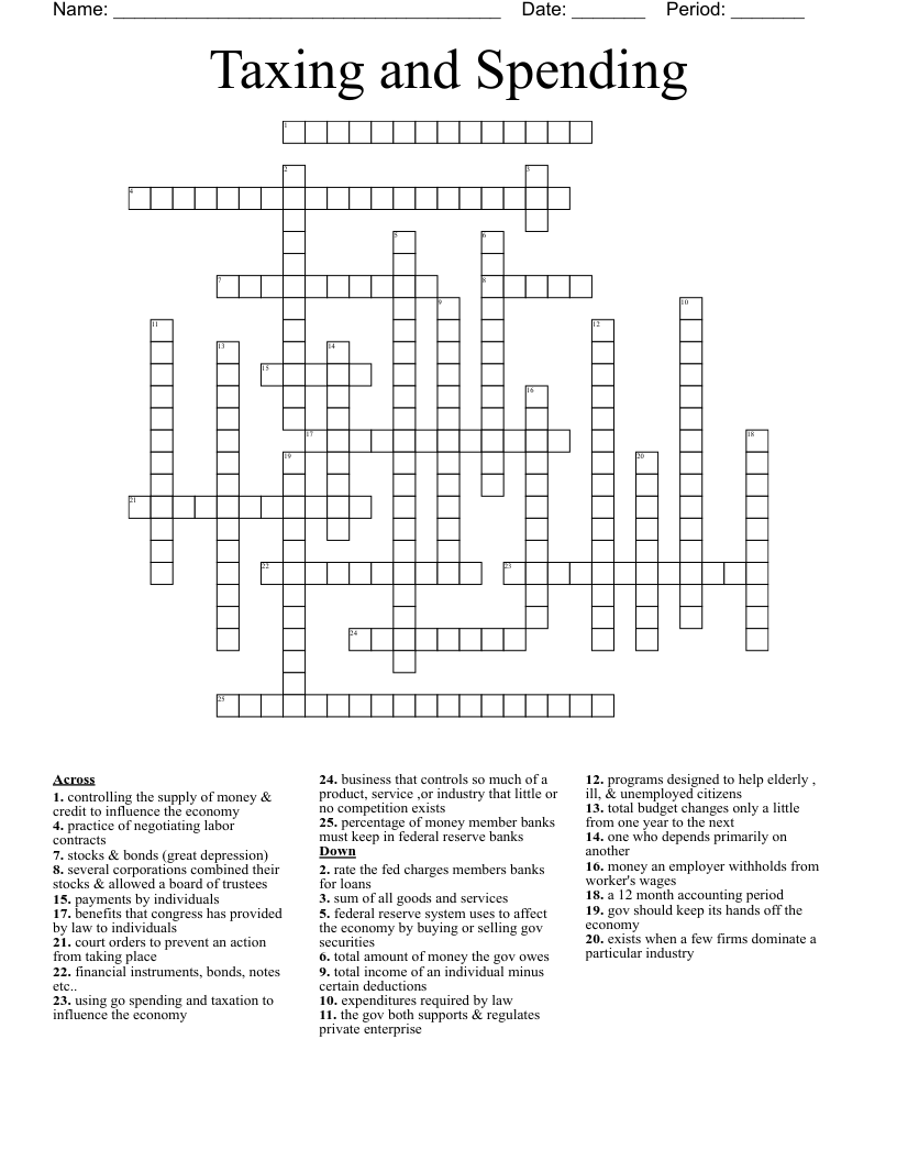 Taxing and Spending Crossword