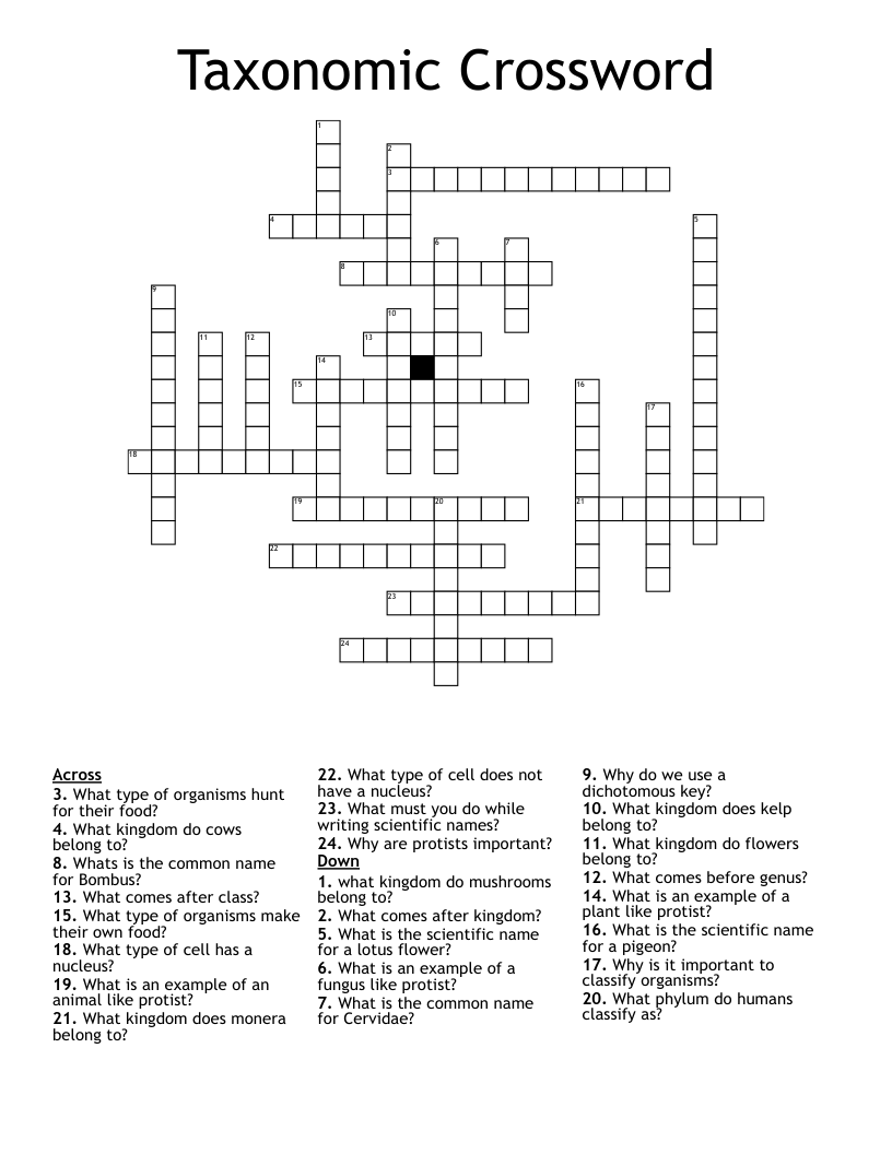 Taxonomic Crossword