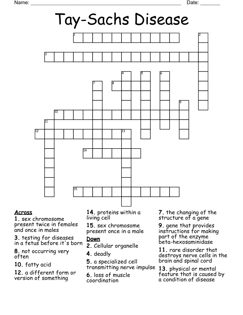 Tay-Sachs Disease  Crossword