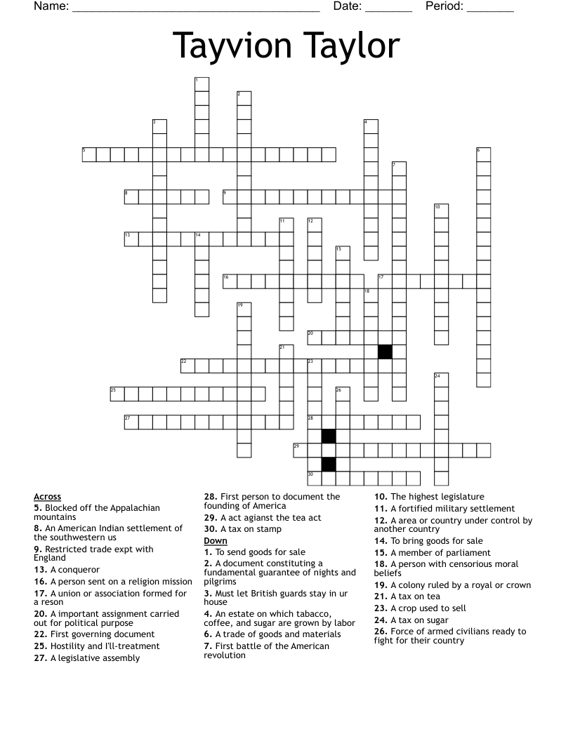 Tayvion Taylor  Crossword