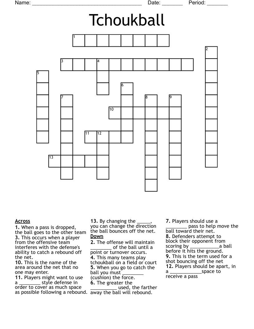 Tchoukball Crossword