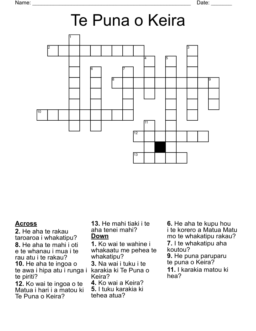 Te Puna o Keira Crossword