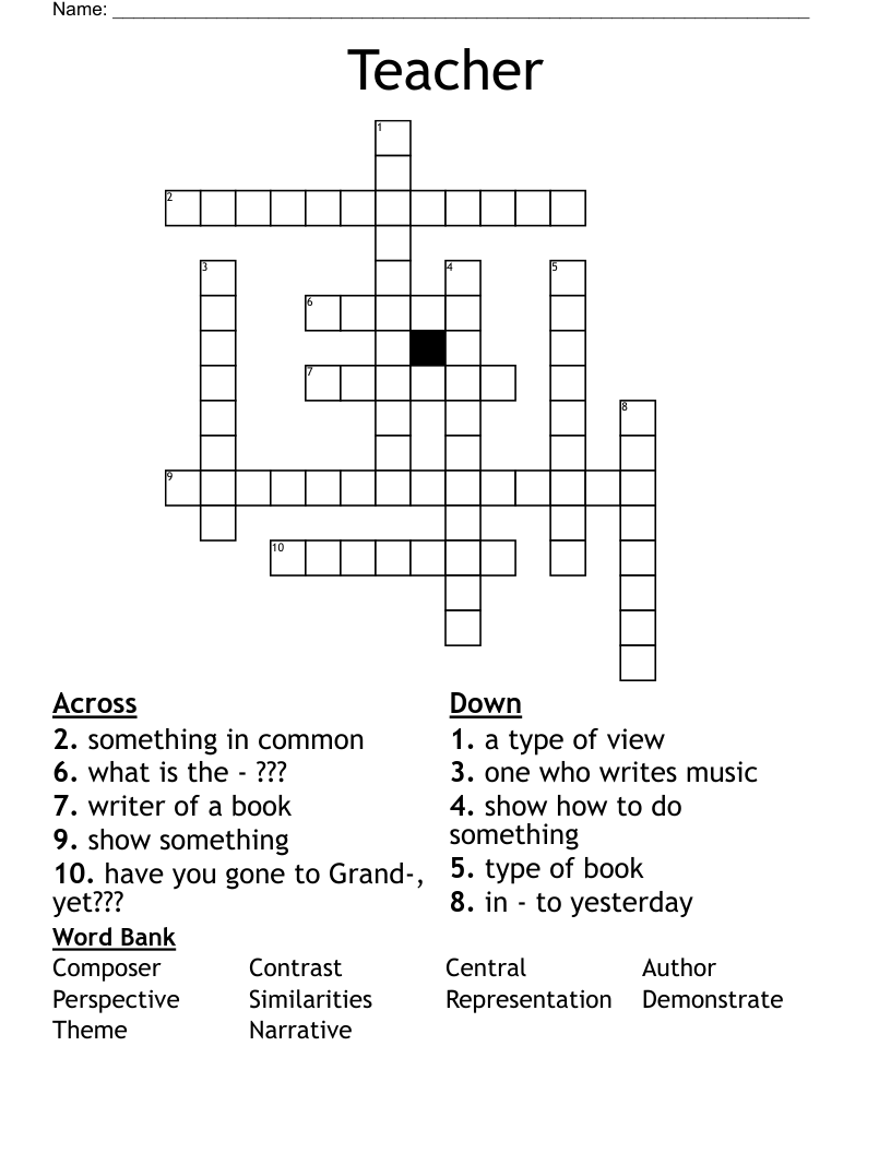Teacher Crossword