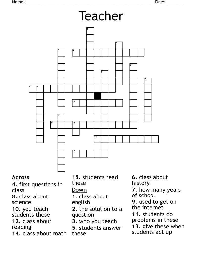 Teacher Crossword