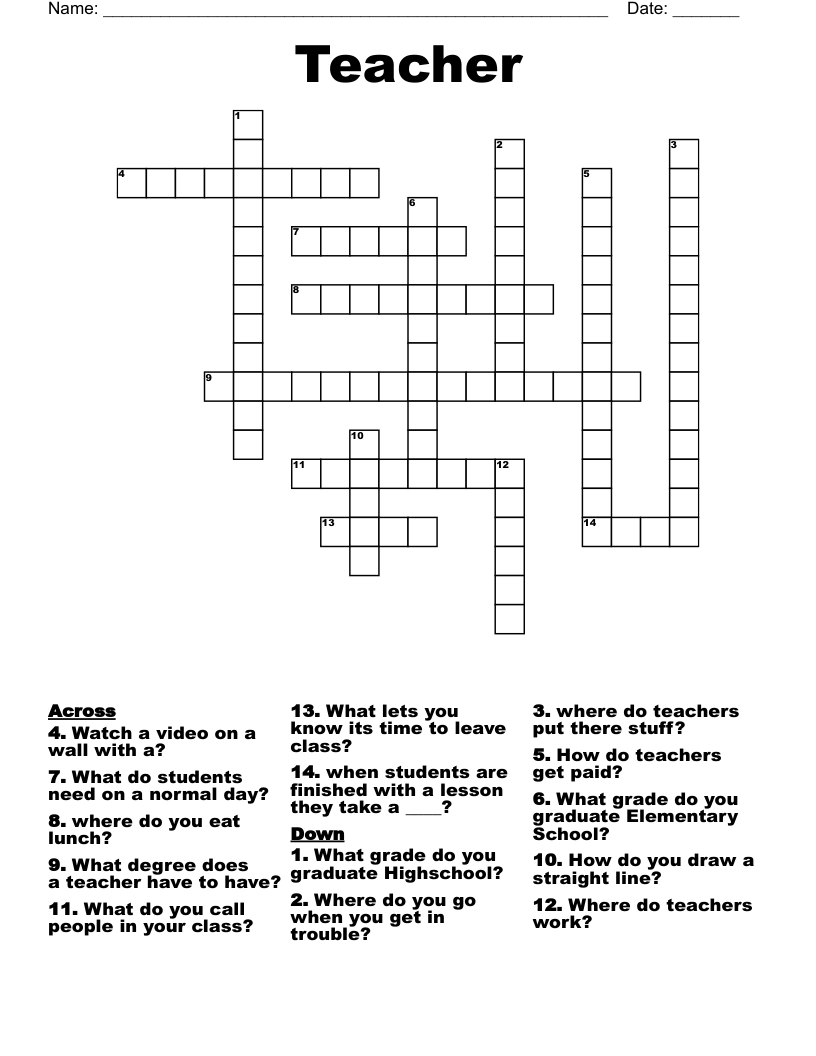 Teacher Crossword