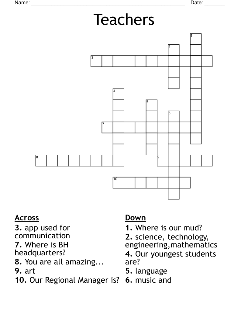 Teachers Crossword