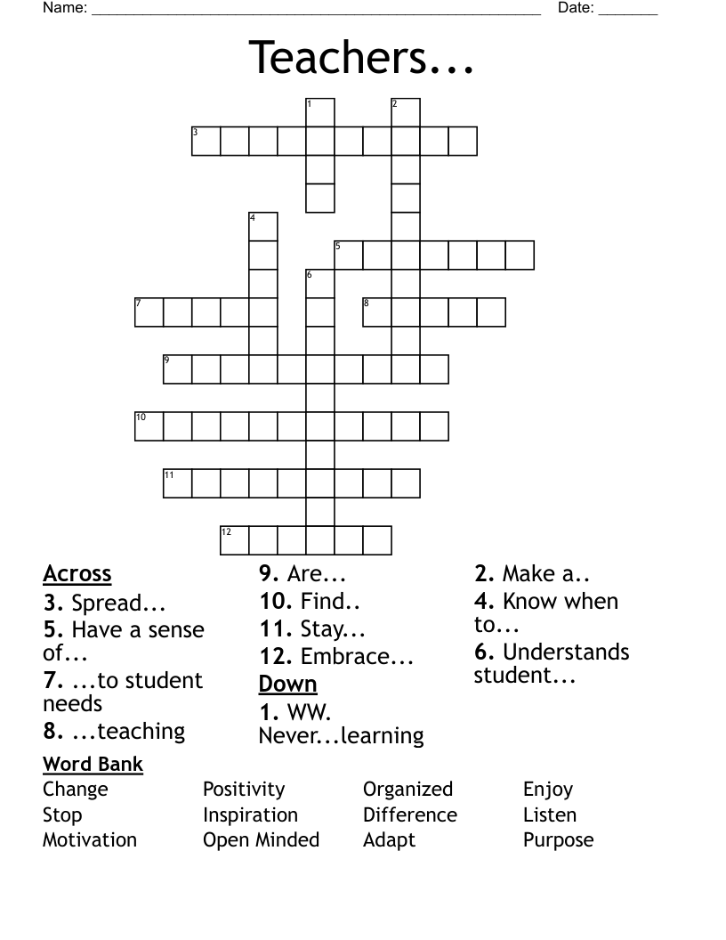 Teachers... Crossword