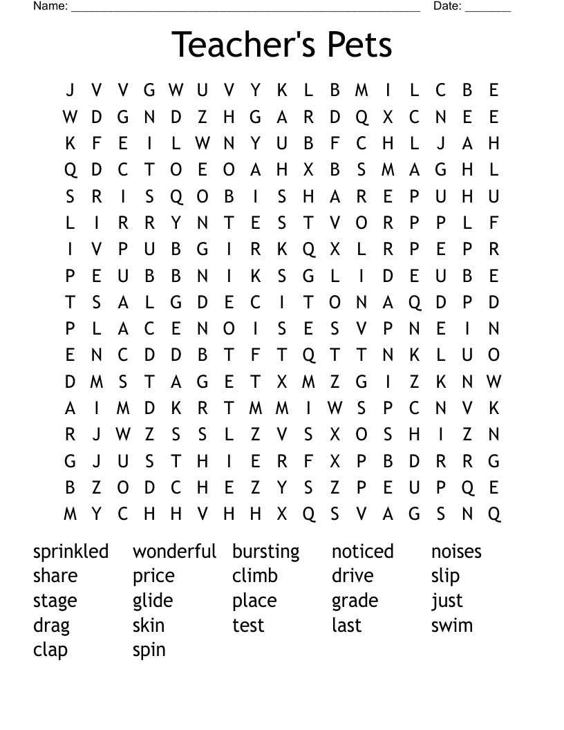 Teacher's Pets Word Search