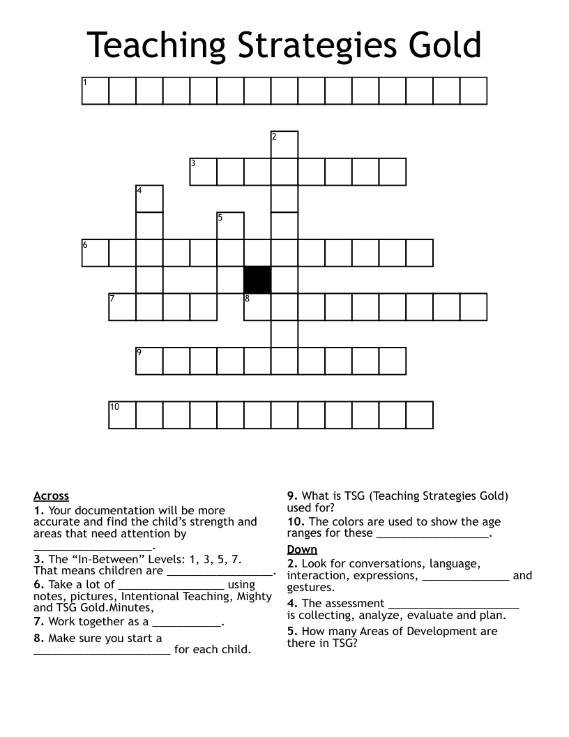 Teaching Strategies Gold Crossword