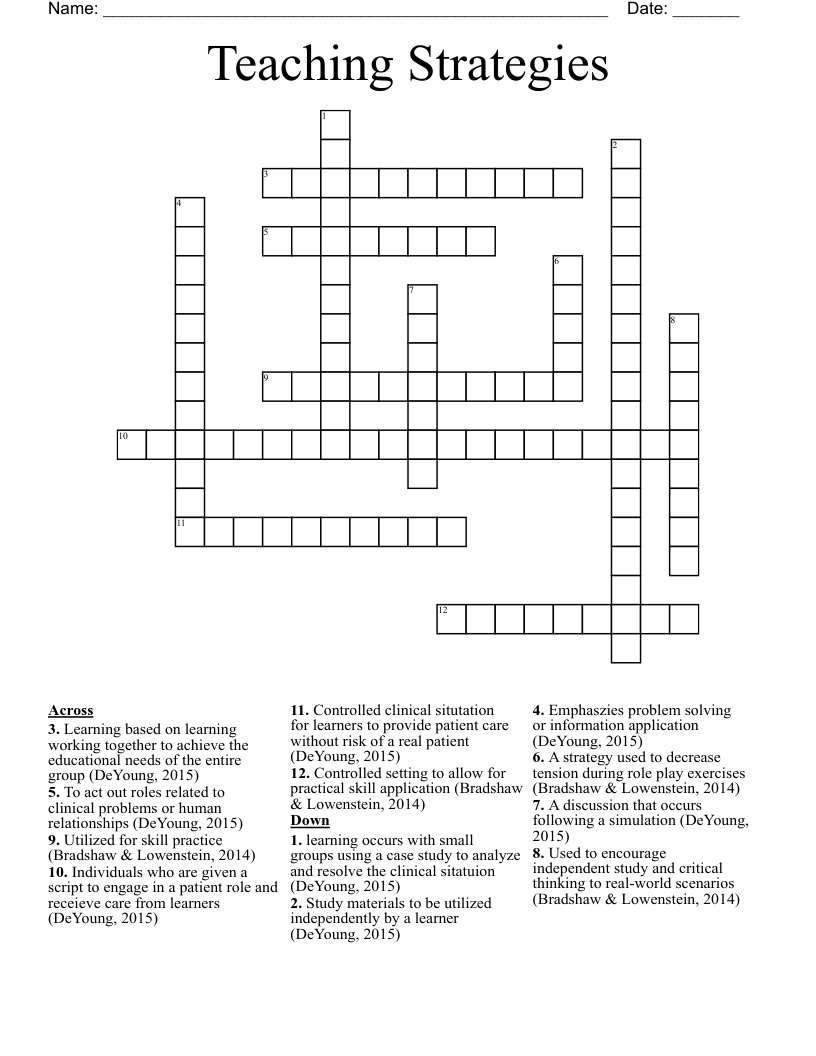 Teaching Strategies  Crossword