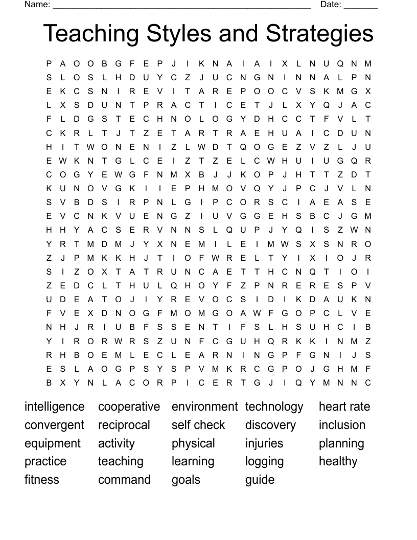 Teaching Styles and Strategies Word Search