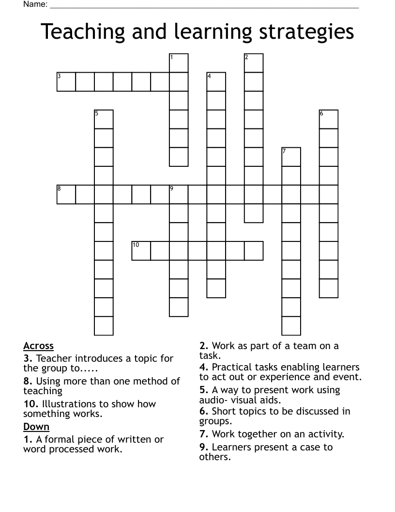 Teaching and learning strategies Crossword