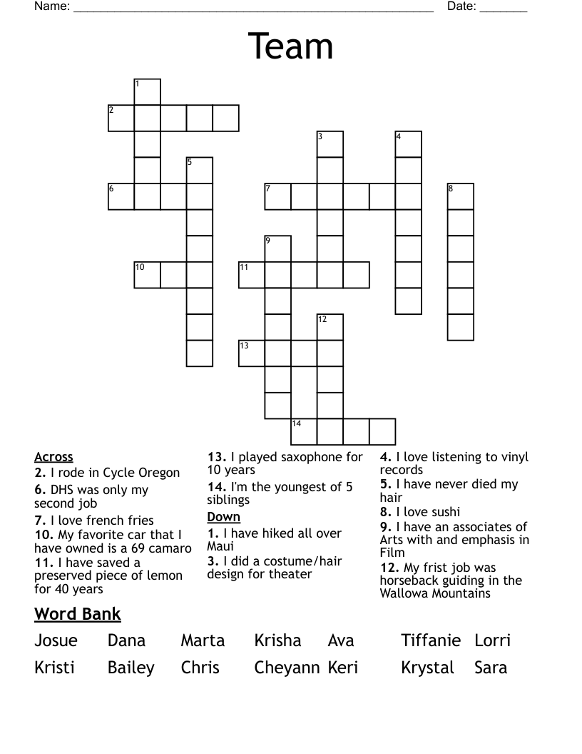 Team Crossword