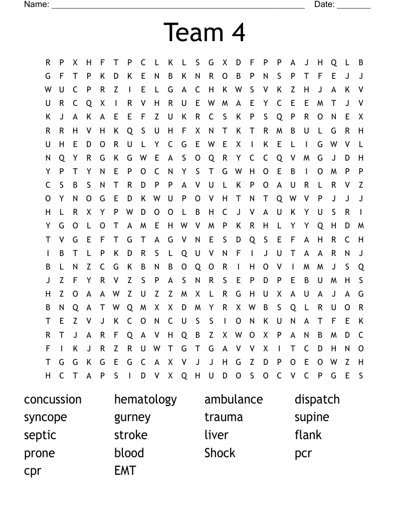 Team 4 Word Search